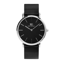 Carregar imagem no visualizador da galeria, Relógio Minimalista Pulseira Preta Houston Silver 40mm