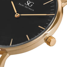 Carregar imagem no visualizador da galeria, Relógio Minimalista Preto Pulseira De Couro Murray Black Rosé Gold 40mm