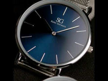 Carregar e reproduzir vídeo no visualizador da galeria, Relógio Masculino Pulseira Prata Fundo Azul Harlem Blue Silver 40mm