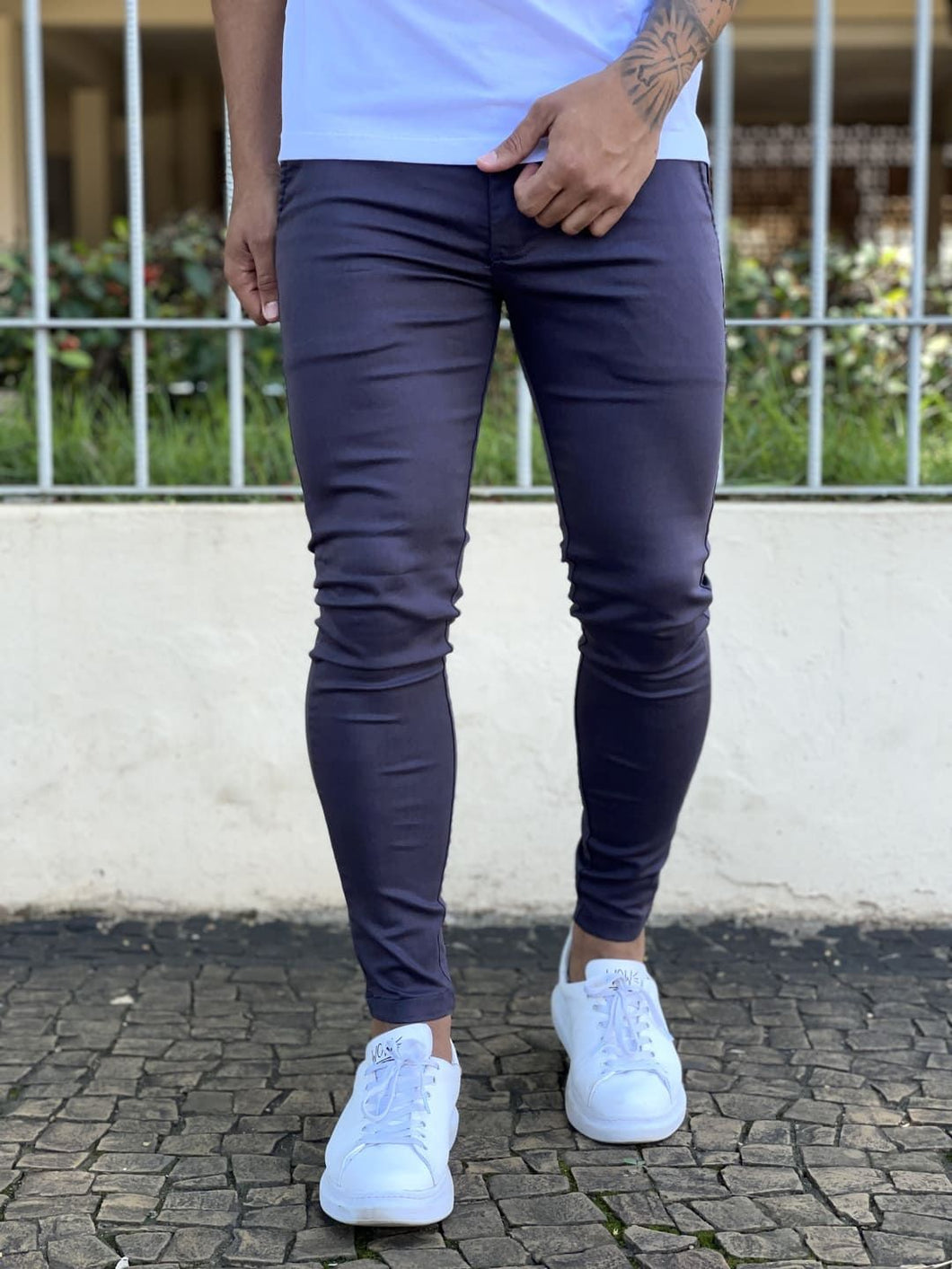 Calça Alfaitaria Skinny Cinza Chumbo