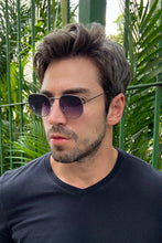 Carregar imagem no visualizador da galeria, Óculos de sol Miami hexagonal Lente Azul
