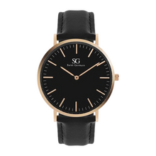 Carregar imagem no visualizador da galeria, Relógio Minimalista Preto Pulseira De Couro Murray Black Rosé Gold 40mm
